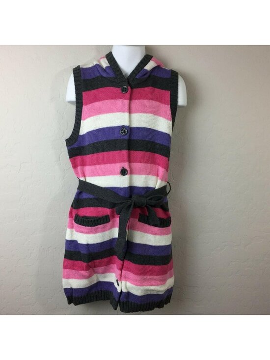Gymboree Other - Gymboree Girl's Hooded Knit Dress Pink Purple White Gray Hoodie Size M 7-8